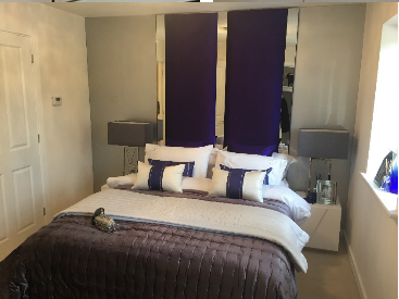 Steel Grey Painted Glass each side of the bed